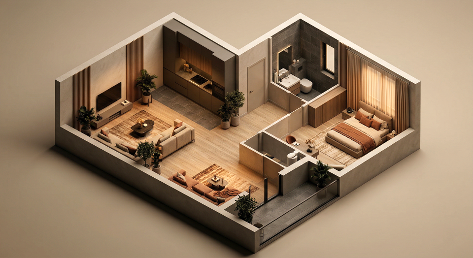 Emotionaler 3D-Grundriss